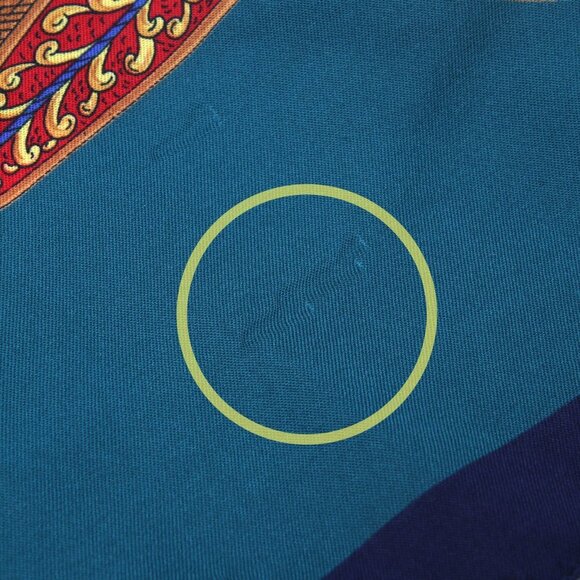 Vintage Roman Spartan Helmet Scarf Neck Hair Tie Scarf Navy Teal Yellow Red - Picture 4 of 7